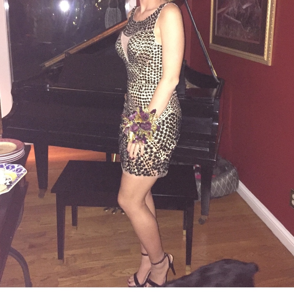 Sherri Hill Black Beaded Mini Dress - Picture 6 of 7